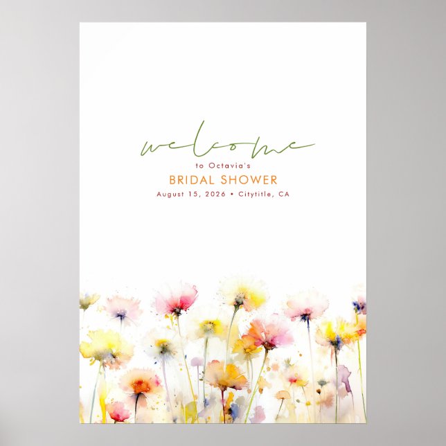 Eleganta vilda blommor Boho välkomstskylt Poster (Framsidan)