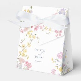 Eleganta vilda blommor dammig blå skript bröllop presentaskar
