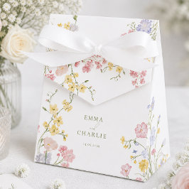 Eleganta  Vilda Blommor Grönt Skript Bröllop Presentaskar