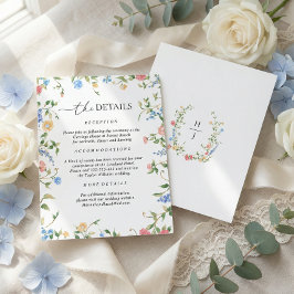 Eleganta vildblommabrollopsdetaljer tilläggskort