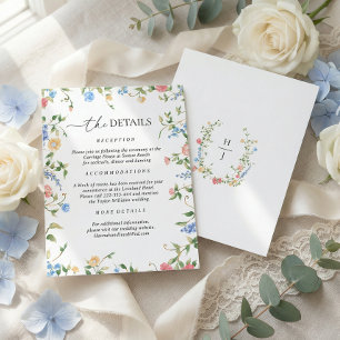 Eleganta vildblommabrollopsdetaljer tilläggskort