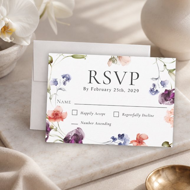 Eleganta vildblommor Blomsterlig evenemangs-RSVP OSA Kort (Skapare uppladdad)