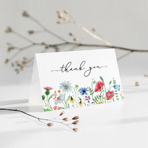 Eleganta vildblommor bröllop tack kort