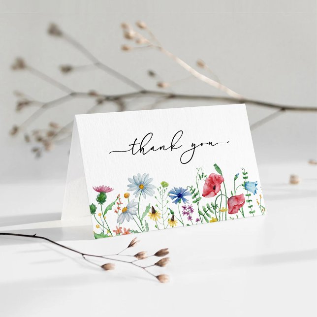 Eleganta vildblommor bröllop tack kort (Skapare uppladdad)
