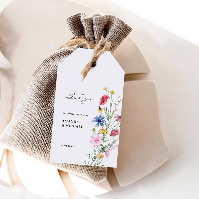 Eleganta vildblommor bröllop tack presentetikett (Skapare uppladdad)