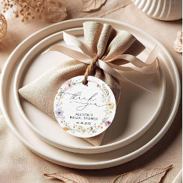 Eleganta vildblommor bröllopsdusch tack gåvor etiketter