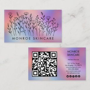 Eleganta vildblommor Regnbåge QR-kod Sociala Ikone Visitkort