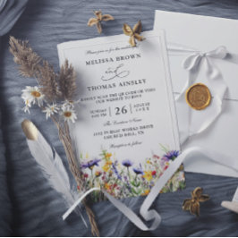 Eleganta vildblommor Rustikalt Budget QR-kod Bröll Inbjudningar