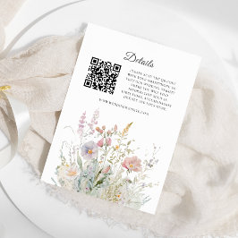 Eleganta vildblommor Vattenfärg QR-kod Detaljer Tilläggskort