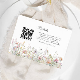 Eleganta vildblommor Vattenfärg QR-kod Detaljer Tilläggskort