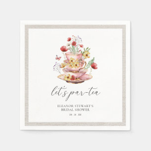 Eleganta vildblomster-tepartaj-bröllopsdusch-serve pappersservett