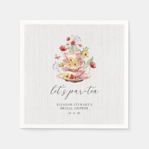 Eleganta vildblomster-tepartaj bröllopsdusch serve pappersservett