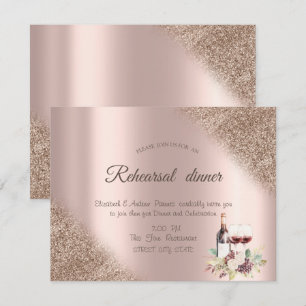 Eleganta vindruvor Rosa Guld Glitter Inbjudningar