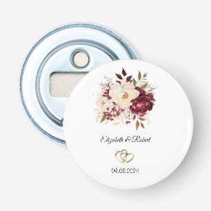 Eleganta vinröda vita blommor flasköppnare
