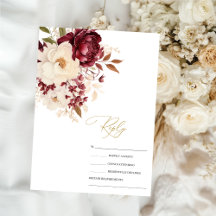 Eleganta vinröda vita blommor RSVP