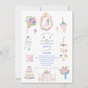 Eleganta vintage barocka akvarell bröllopsblommor inbjudningar