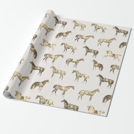 Eleganta vintage beige sadlade hästar presentpapper