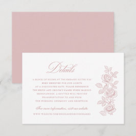 Eleganta Vintage Blommiga Rosa Bröllopsdetaljer Inbjudningar