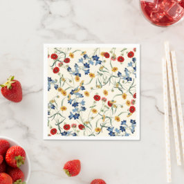 Eleganta vintage botaniska vildblommor pappersservett