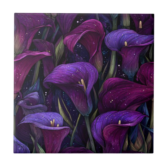 Eleganta Vintage Calle Lilies-kakelplattor  Kakelplatta (Framsidan)