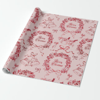 Eleganta vintage glada julslingor rosa toile presentpapper