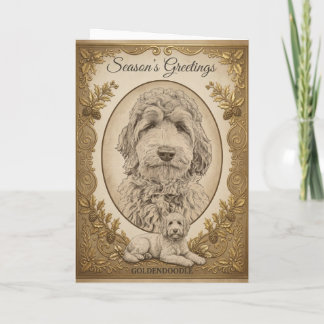 • Eleganta Vintage Goldendoodles Välkomsthälsning Helgkort