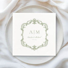 Eleganta vintage-monogram-vitketservetter för brö Pappersservett