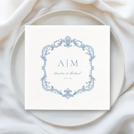 Eleganta vintage-monogramming bröllopsservetter Pappersservett