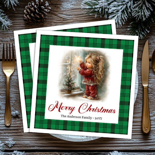 Eleganta vintage nappar med julmotiv pappersservett (Elegant Vintage Painted Christmas Scene Napkins)