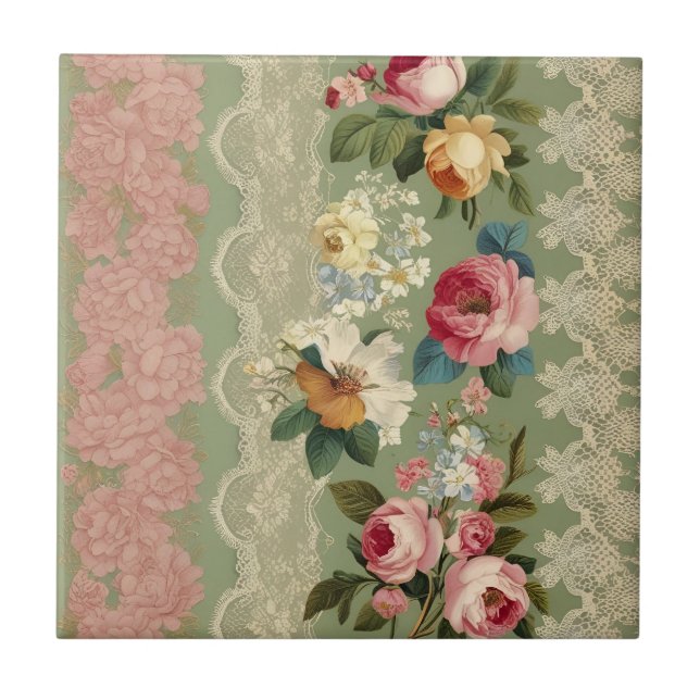 Eleganta vintage ränder kakelplatta (Framsidan)