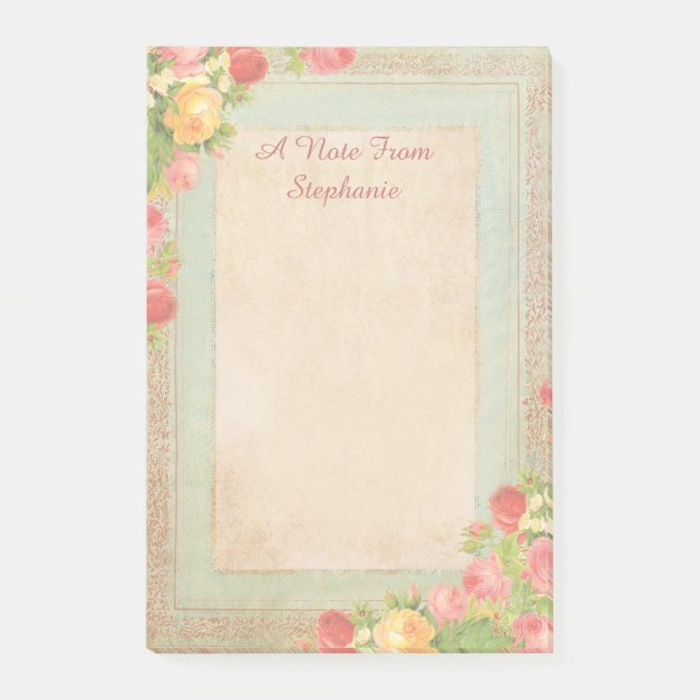 Eleganta Vintage Rosor Post-it Block (Framsida)