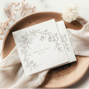 Eleganta vintage sepia bröllopsservetter pappersservett