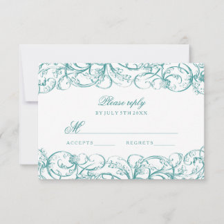 Eleganta vintage virvlar bröllop rsvp-kort OSA kort