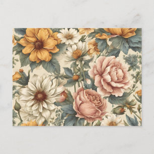 Eleganta vintageblommor vykort