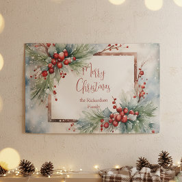 Eleganta vinter vattenfärg bär tallar jul