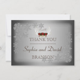 Eleganta vinterhjorthorn Grå Bröllop TACK Kort
