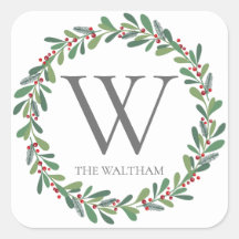 Eleganta vinterkvistar monogrammerade julfirande