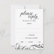 Eleganta virvlar bröllops-RSVP med måltidsval (sva