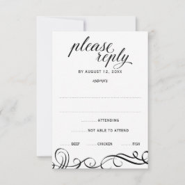 Eleganta virvlar bröllops-RSVP med måltidsval (sva OSA Kort