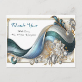 Eleganta virvlar i guld, silver, blått, gult vykort