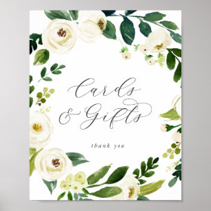 Eleganta vita blomkort och presenter poster