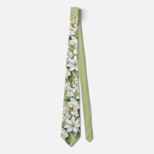 Eleganta vita blommor Grön brudgum bröllop Slips