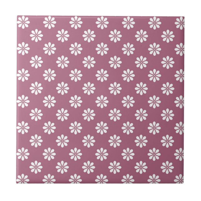 Eleganta vita blommor Hemdekor design Kakelplatta (Framsidan)