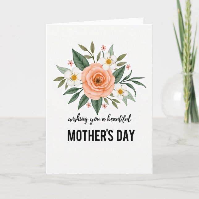 Eleganta vita blommor Morsdagskort Kort (Framsida)