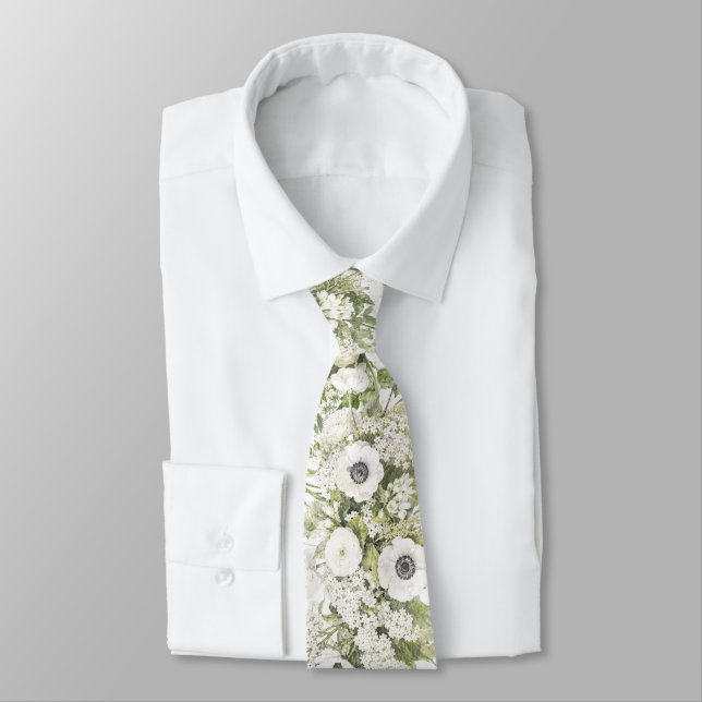 Eleganta vita blommor slips (Bunden)
