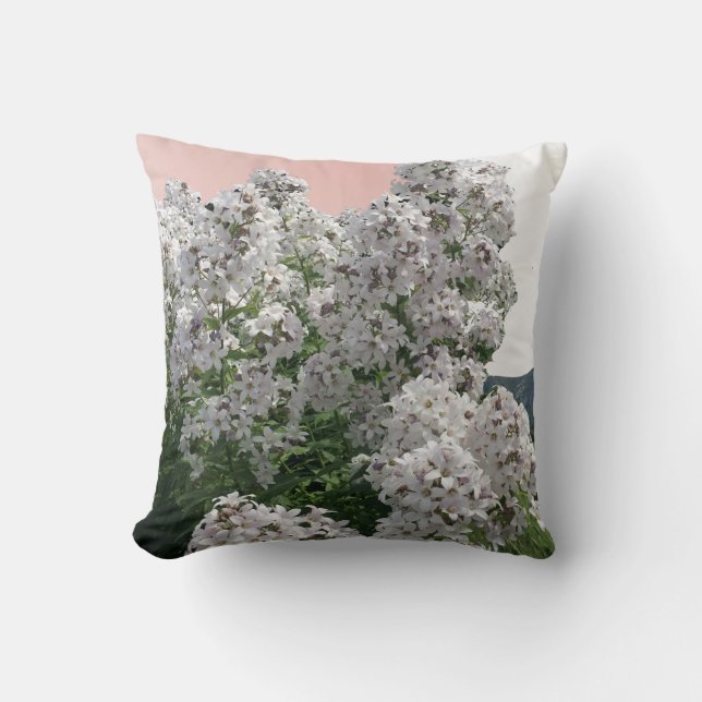 Eleganta vita blomningar kudde (Framsida)