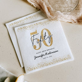 Eleganta vita guld 50-årsfirande servetter