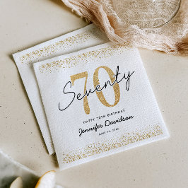 Eleganta vita guld 70-årsfirande servetter