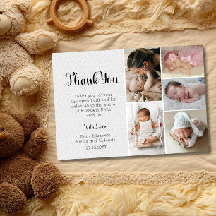 Eleganta vita hjärtan sex foto baby shower tackkor tack kort