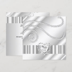 Eleganta vita juvel diamant silver födelsedagsfest inbjudningar